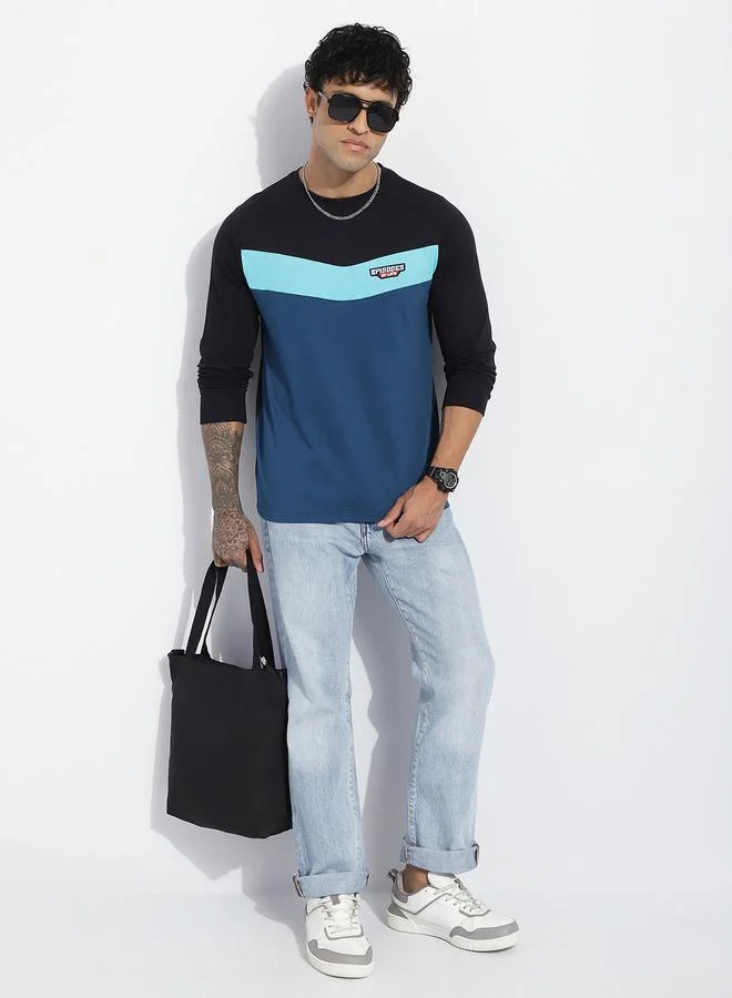 Dillinger Men Regular Fit Cut and Sew Panel T-Shirt